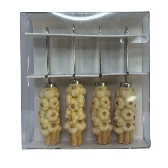 1993 Boston Warehouse Set of 4 Stainless Steel Resin Garlic Braids Spreaders NIB - Picture 1 of 6